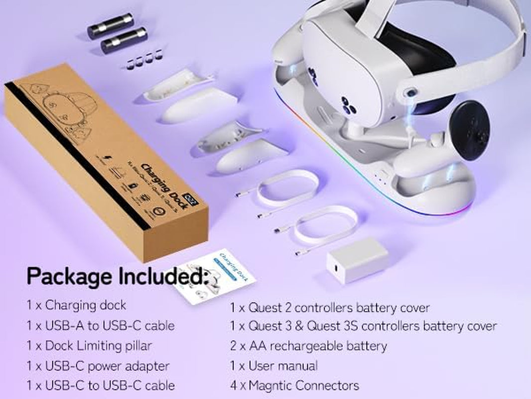 Magnetic RGB Charging Dock for Meta Quest 2/3/3S
