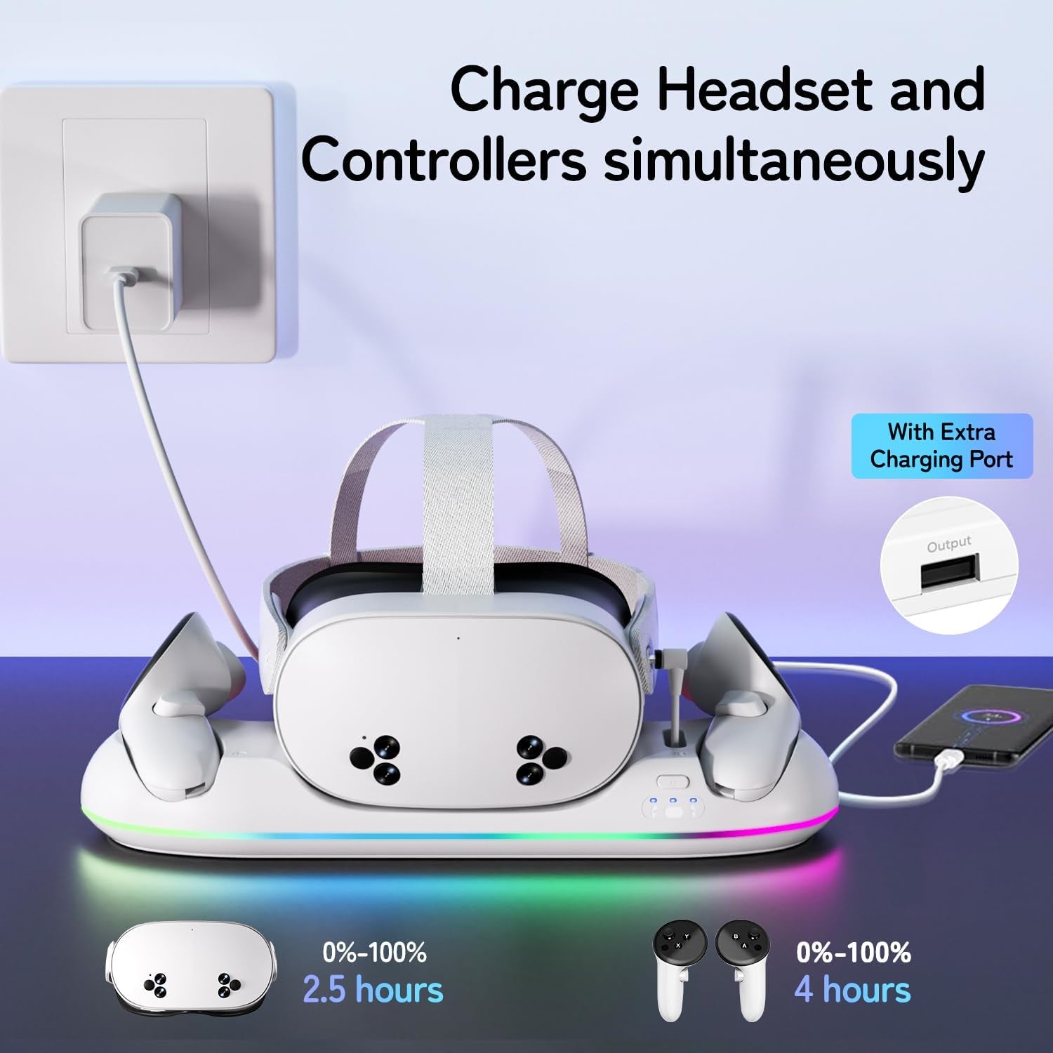 Magnetic RGB Charging Dock for Meta Quest 2/3/3S