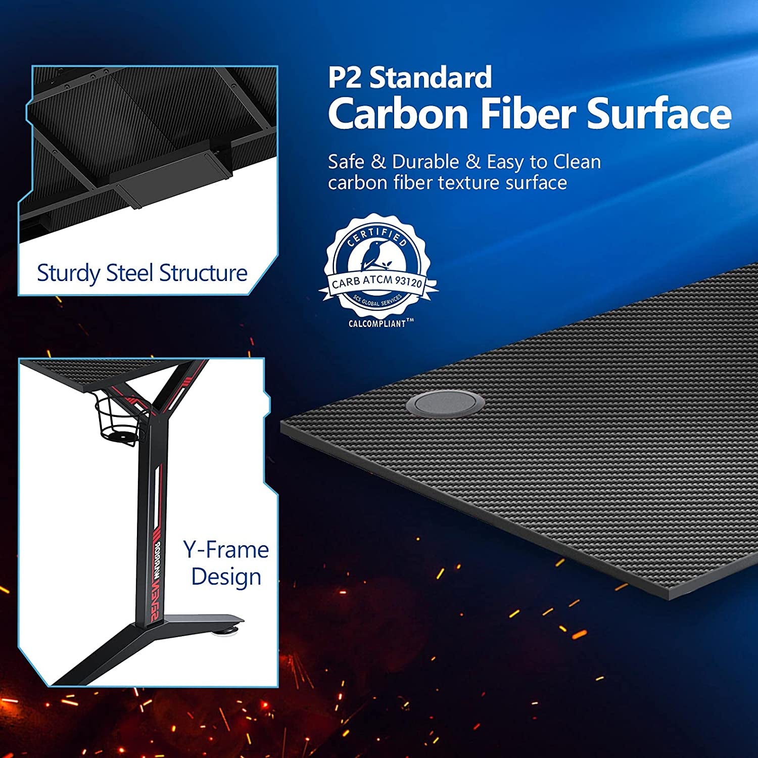 Ergonomic Gaming Table with Monitor Stand