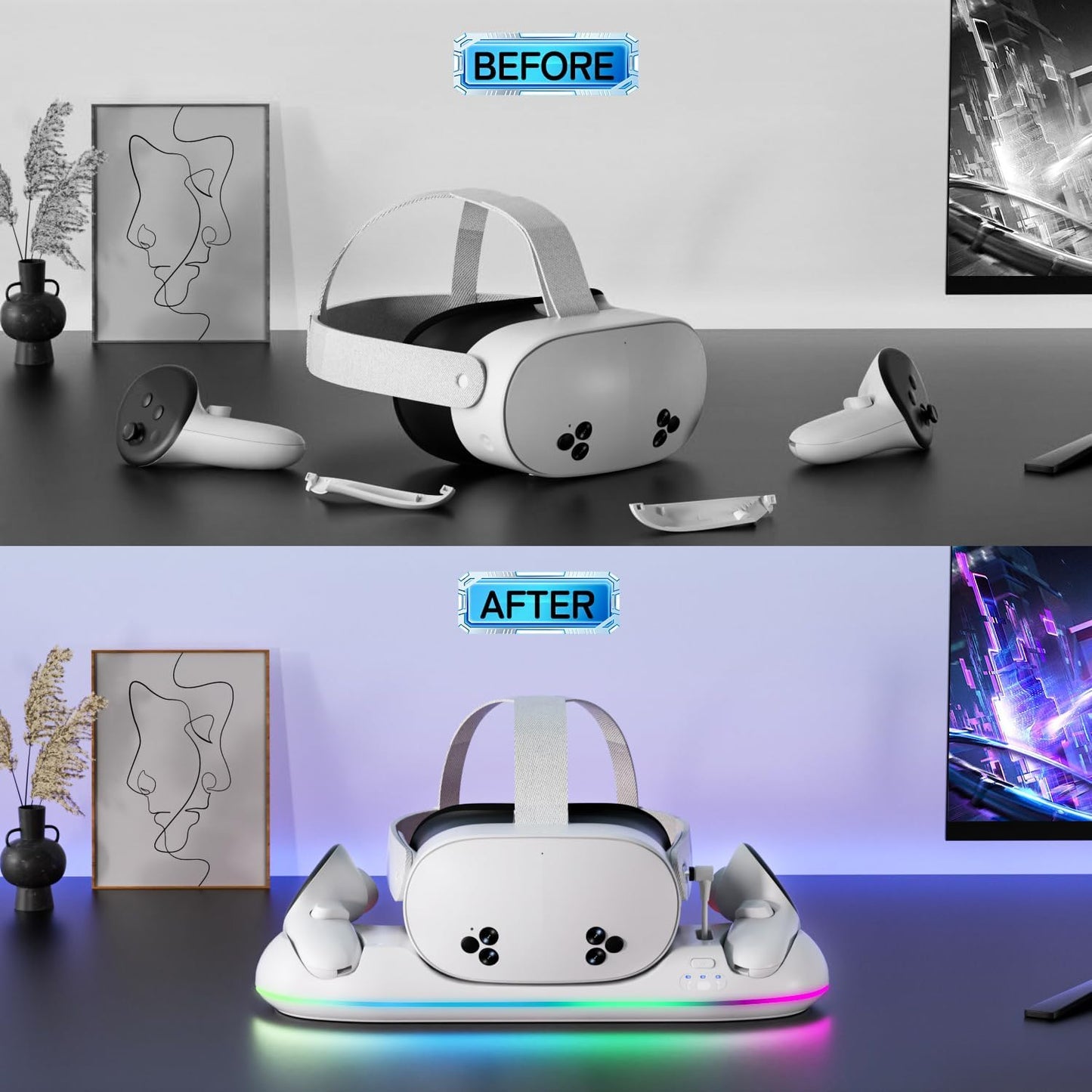 Magnetic RGB Charging Dock for Meta Quest 2/3/3S