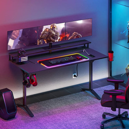Ergonomic Gaming Table with Monitor Stand