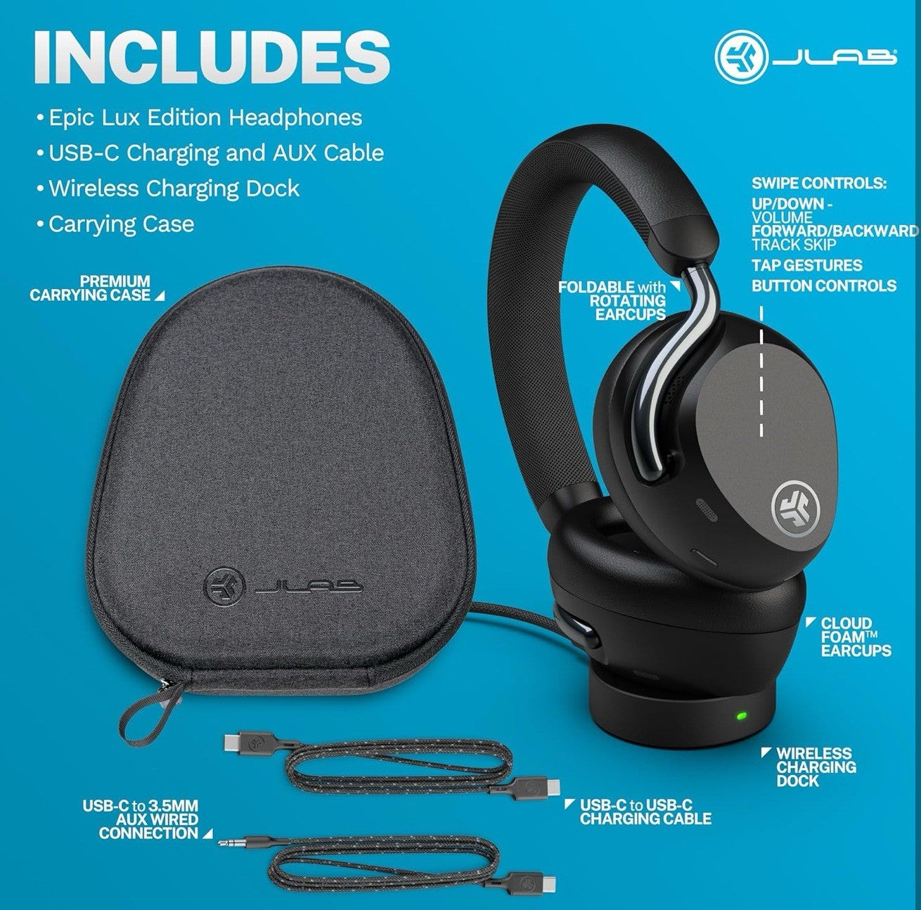 JLab ANC Over-Ear Wireless Headphones